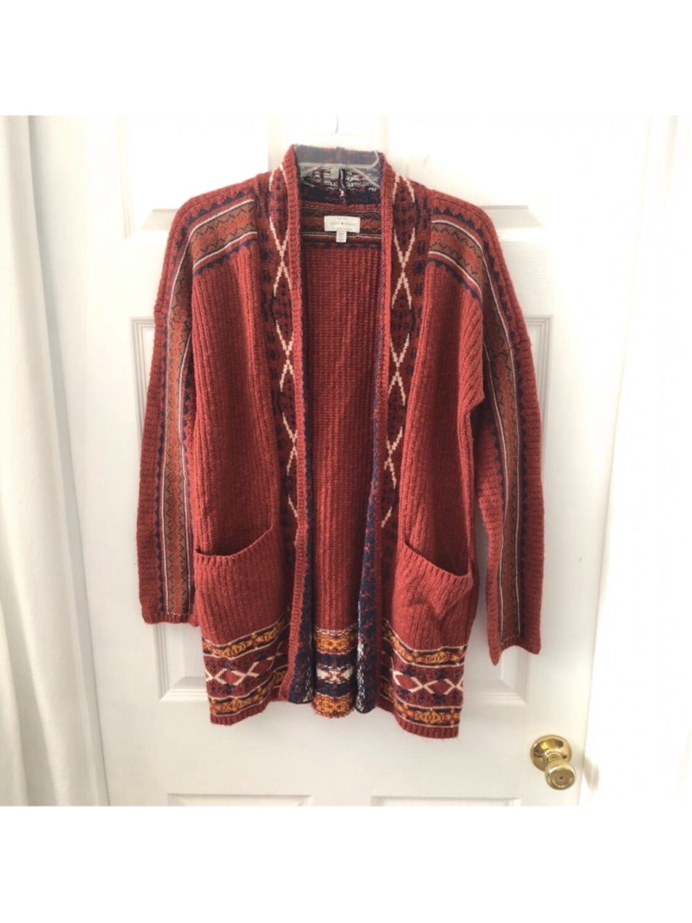Size Small Lucky Brand Open Front Boho Cardigan Southwestern Aztec Vibe Tribal